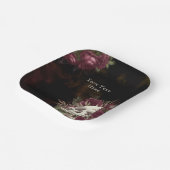 Schedel en Rozen Burgundy Zwarte Grunge Persoonlij Papieren Bordje (Gebogen)