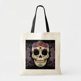 schedel en Rozen Canvas tas