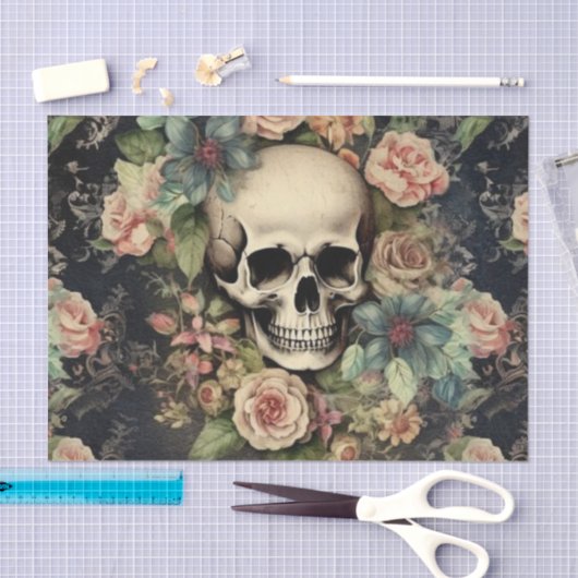 schedel en rozen decoupage papier (Craft)