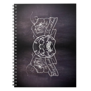 Schedel en Rozen Gothic Punk Tattoo Stijl Notitieb Notitieboek