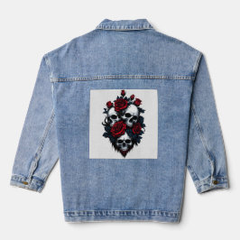 Schedel en Rozen: Gotisch bloemontwerp Denim Jacket