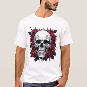 Schedel en Rozen Gotische kunst Dark Floral Skel T-shirt