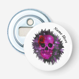 Schedel en Rozen Gotische witte badge Bottle Opene Button Flesopener