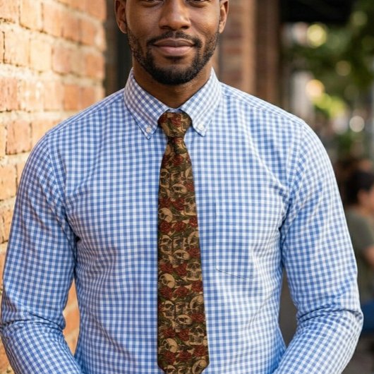 Schedel en Rozen Graffiti patroon Stropdas