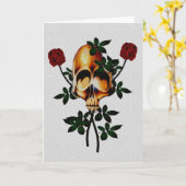 Schedel en Rozen Kaart (Gele Bloem)