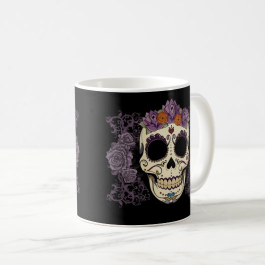  schedel en Rozen Koffiemok (Voorkant rechts)