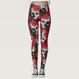 schedel en rozen leggings