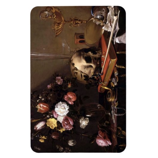 schedel en Rozen Magnet Magneet (Verticaal)