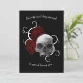 Schedel en Rozen met Doornen Goth Huwelijk Kaart (Staand voorkant)