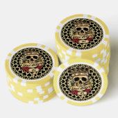 Schedel en Rozen Poker Chip - $1 (Opstapeling)