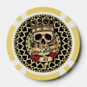 Schedel en Rozen Poker Chip - $1 (Achterkant)