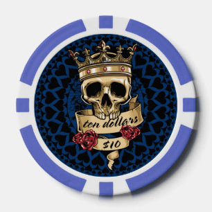 Schedel en Rozen Poker Chip - $10