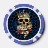 Schedel en Rozen Poker Chip - $10 (Achterkant)