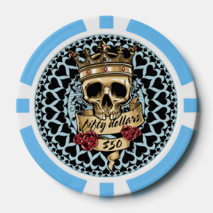 Schedel en Rozen Poker Chip - $50