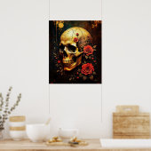 Schedel en Rozen Poster (Keuken)