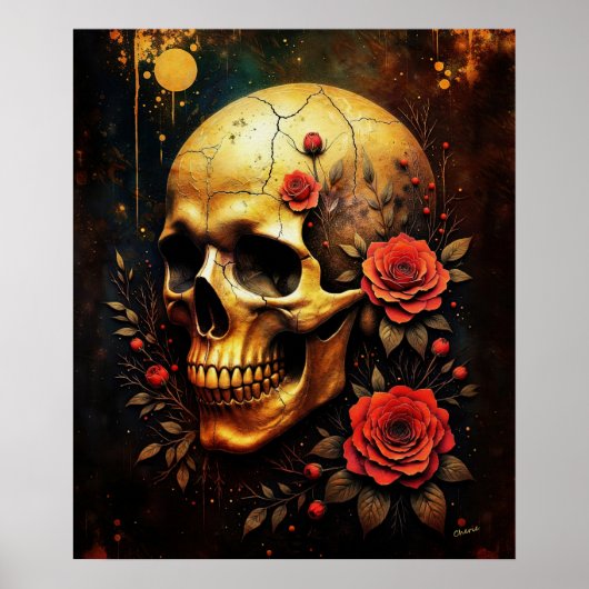 Schedel en Rozen Poster (Voorkant)