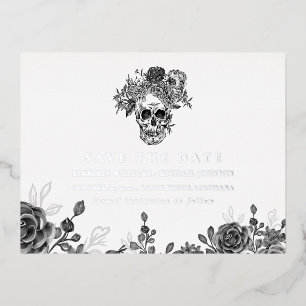 Schedel en Rozen Save the Date Aankondiging
