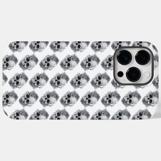 Schedel en Rozen Schets Case-Mate iPhone Case (Achterkant (horizontaal))