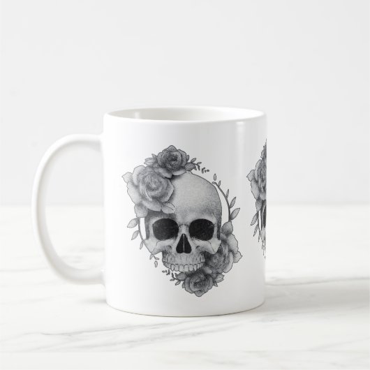 Schedel en Rozen Schets Koffiemok (Links)