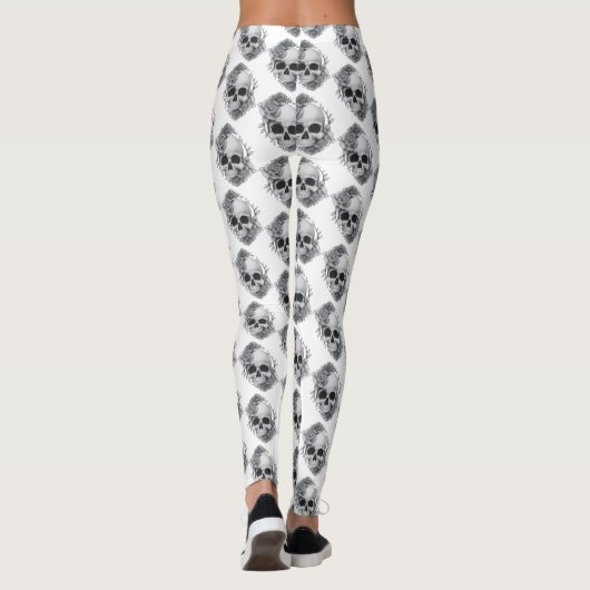 Schedel en Rozen Schets Leggings (Achterkant)