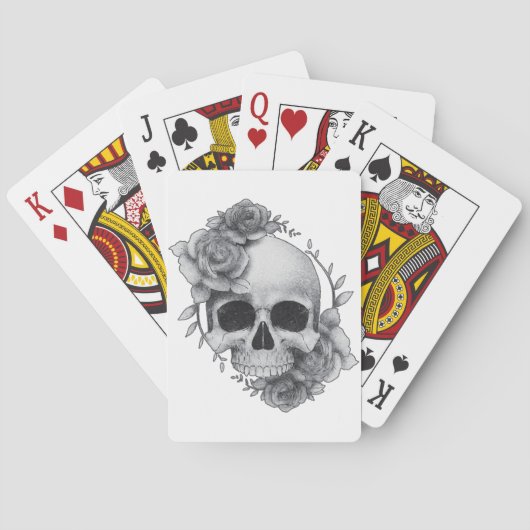 Schedel en Rozen Schets Pokerkaarten (Achterkant)