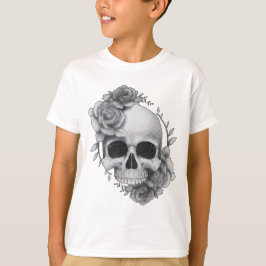 Schedel en Rozen Schets T-shirt