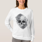 Schedel en Rozen Schets T-shirt (Voorkant)