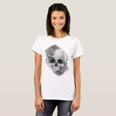Schedel en Rozen Schets T-shirt (Voorkant volledig)
