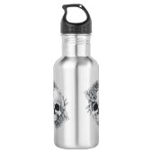 Schedel en Rozen Schets Waterfles (Achterkant)