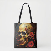 Schedel en rozen tote bag (Voorkant)