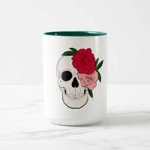 Schedel en Rozen Tweekleurige Koffiemok