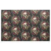 Schedel en Rozen | Zwart Stof (Yard (91,4 cm))