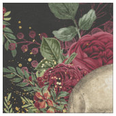 Schedel en Rozen | Zwart Stof (Close Up)