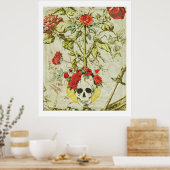 Schedel en Rozenstruik Vintage Poster (Keuken)