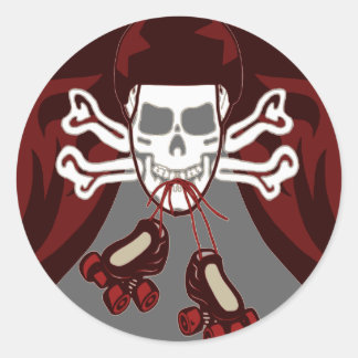 Schedel en schaatsen sticker