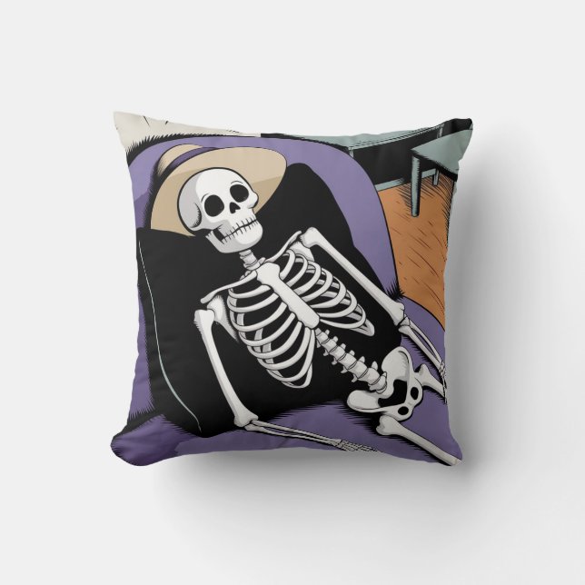 Schedel en skelet leggen Halloween accent neer Kussen (Voorkant)