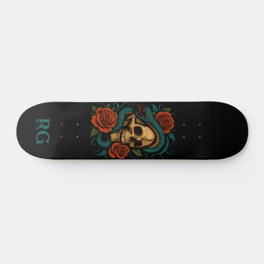 Schedel en Slang met Monogram Persoonlijk Skateboard (Horizontaal)