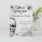 Schedel en Spinnen Halloween Feest Kaart (Staand voorkant)