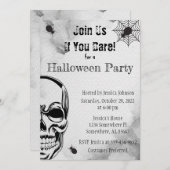 Schedel en Spinnen Halloween Feest Kaart (Voorkant / Achterkant)