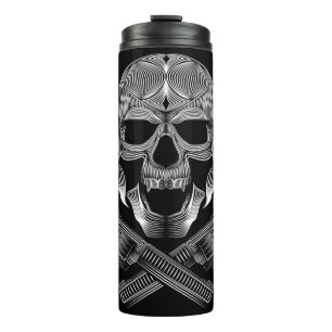 schedel en sterren met Rozen en doorgesneden Pisto Thermosbeker