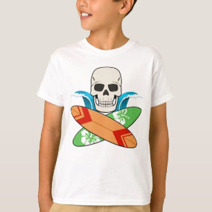 Schedel en surfplanken Jolly Roger Piratenvlag T-shirt