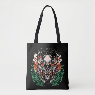 Schedel- en tijgerfusie tote bag