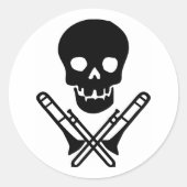 schedel en trombonen ronde sticker (Voorkant)