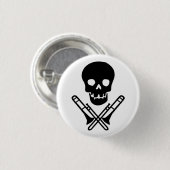 schedel en trombones ronde button 3,2 cm (Voorkant /achterkant)