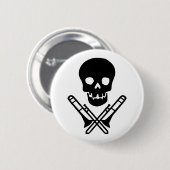 schedel en trombones ronde button 5,7 cm (Voorkant /achterkant)