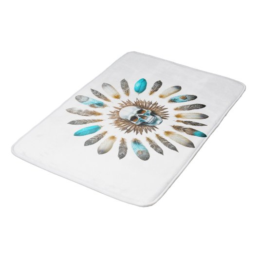 Schedel en veren 01 badmat (Gekanteld)