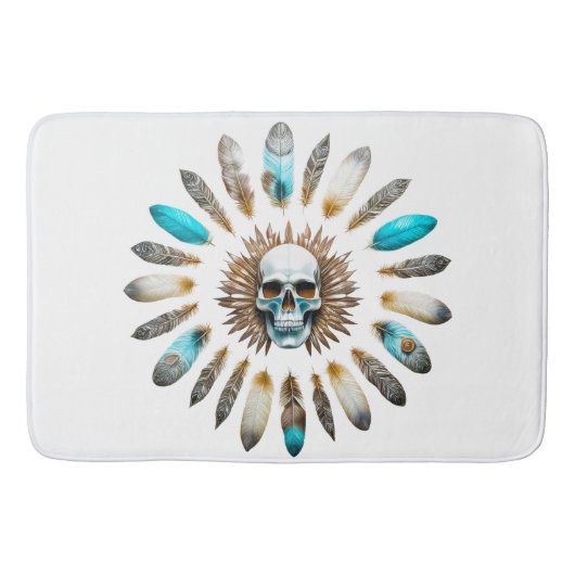 Schedel en veren 01 badmat (Voorkant)