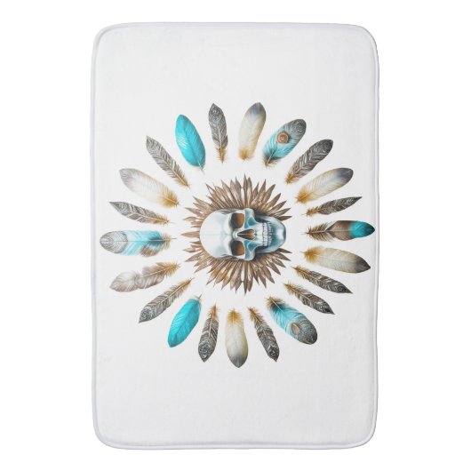 Schedel en veren 01 badmat (Voorkant Verticaal)