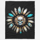 Schedel en veren 01 fleece deken (Voorkant)