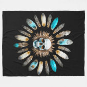 Schedel en veren 01 fleece deken (Voorkant (Horizontaal))